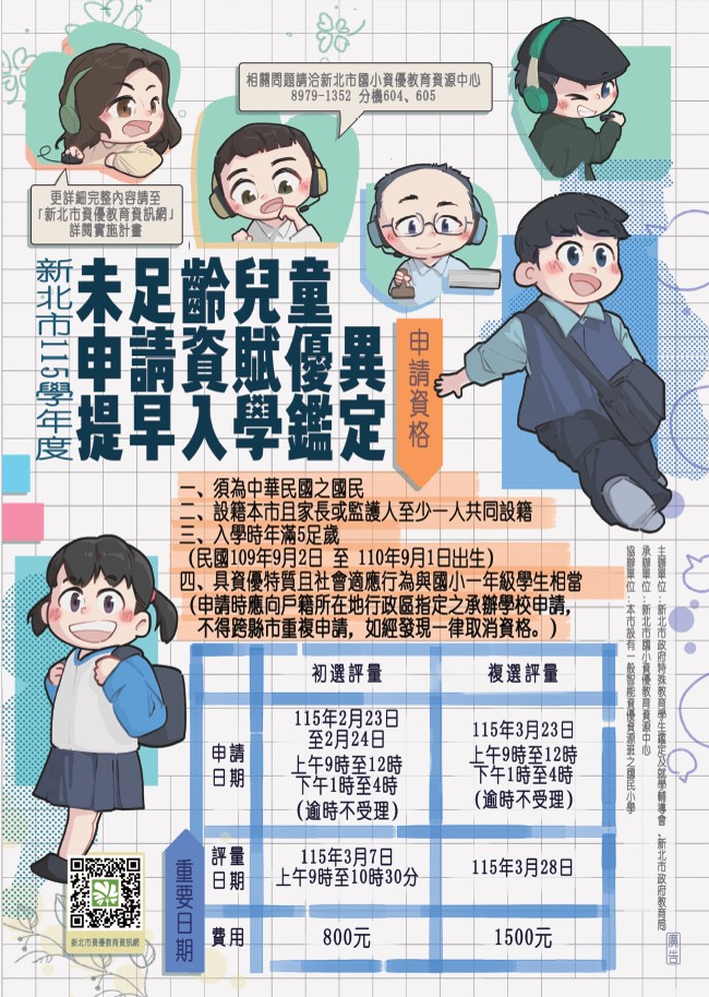 115學年度提早入學鑑定宣導海報